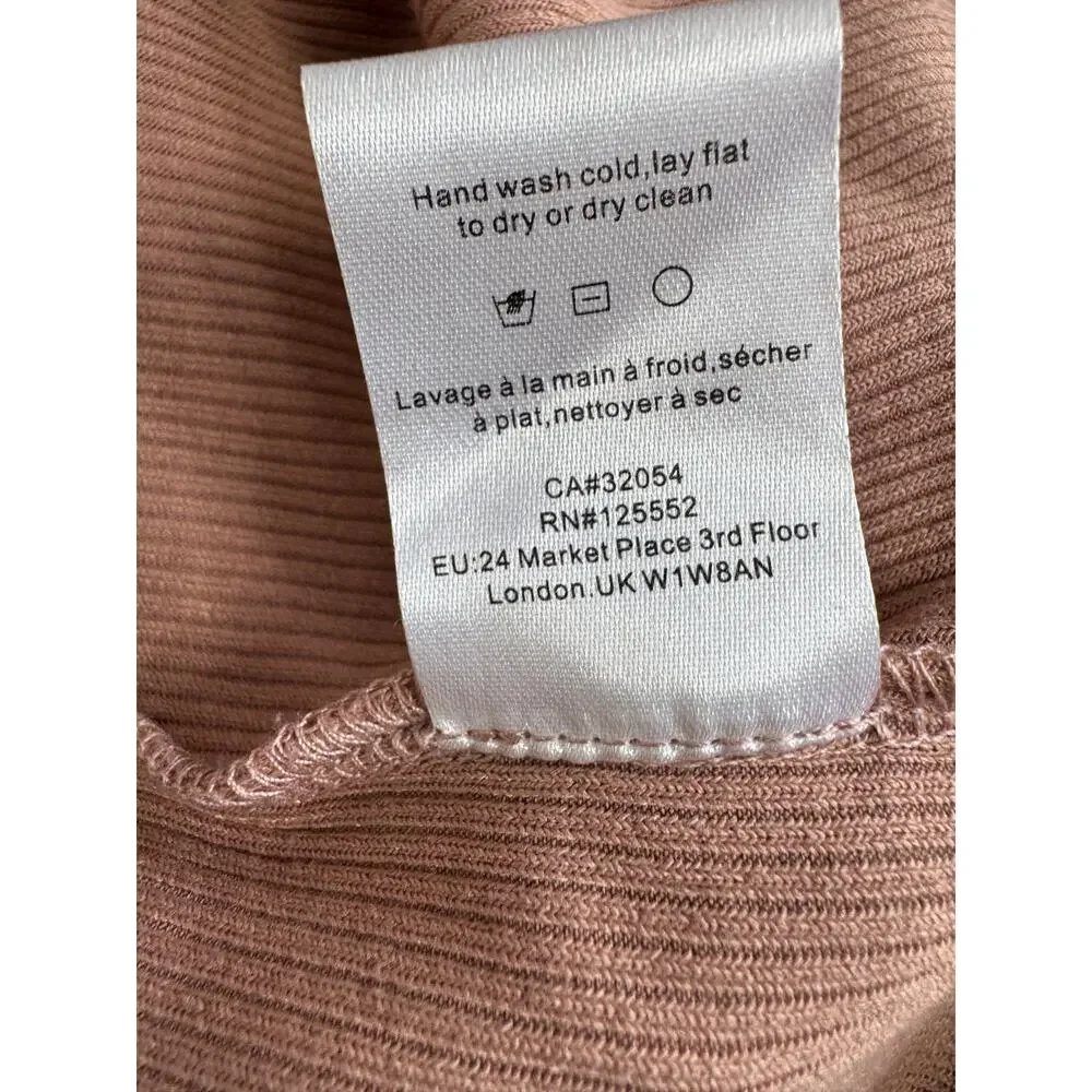 Anthropologie Dolan Left Coast Dusty Rose Ruffle Puff Sleeve Top Size XL